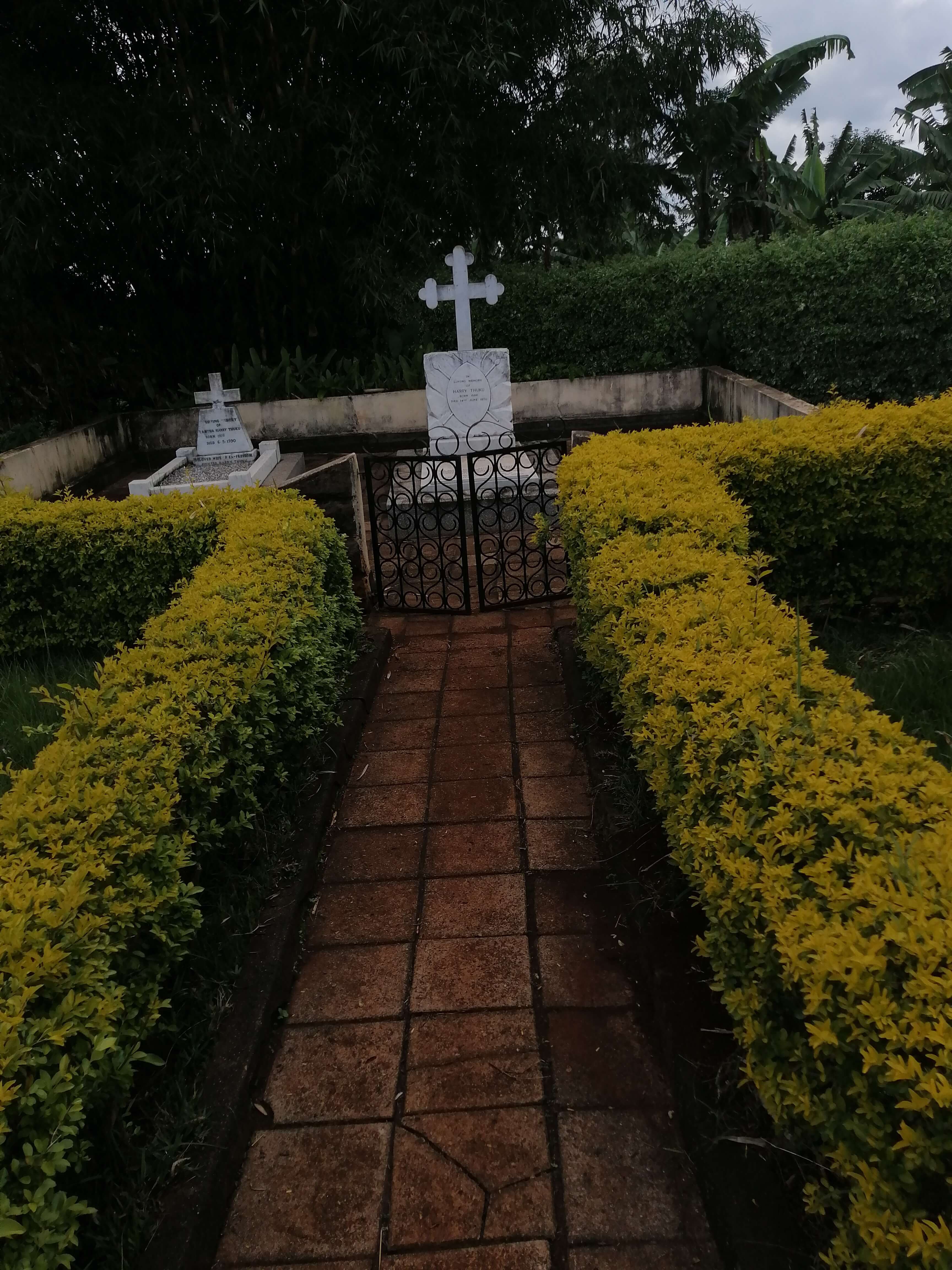 Joined Mausoleum for Mr. and Mrs. Harry Thuku in Mr. and Mrs. Harry Thuku's Greek Mansion Compound